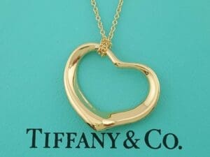 Tiffany & Co Elsa Peretti® 18K Yellow Gold Medium 22mm Open Heart Pendant 18"