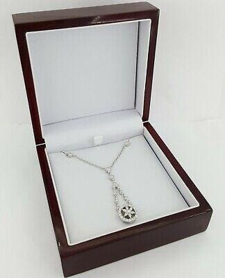 Round & Marquise Cut Diamond Drop Necklace 8.8 Grams 17" 1.2 ct 14K White Gold