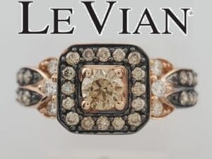 LeVian Le Vian Chocolate Diamond Halo Ring 14K Strawberry Gold 1ct