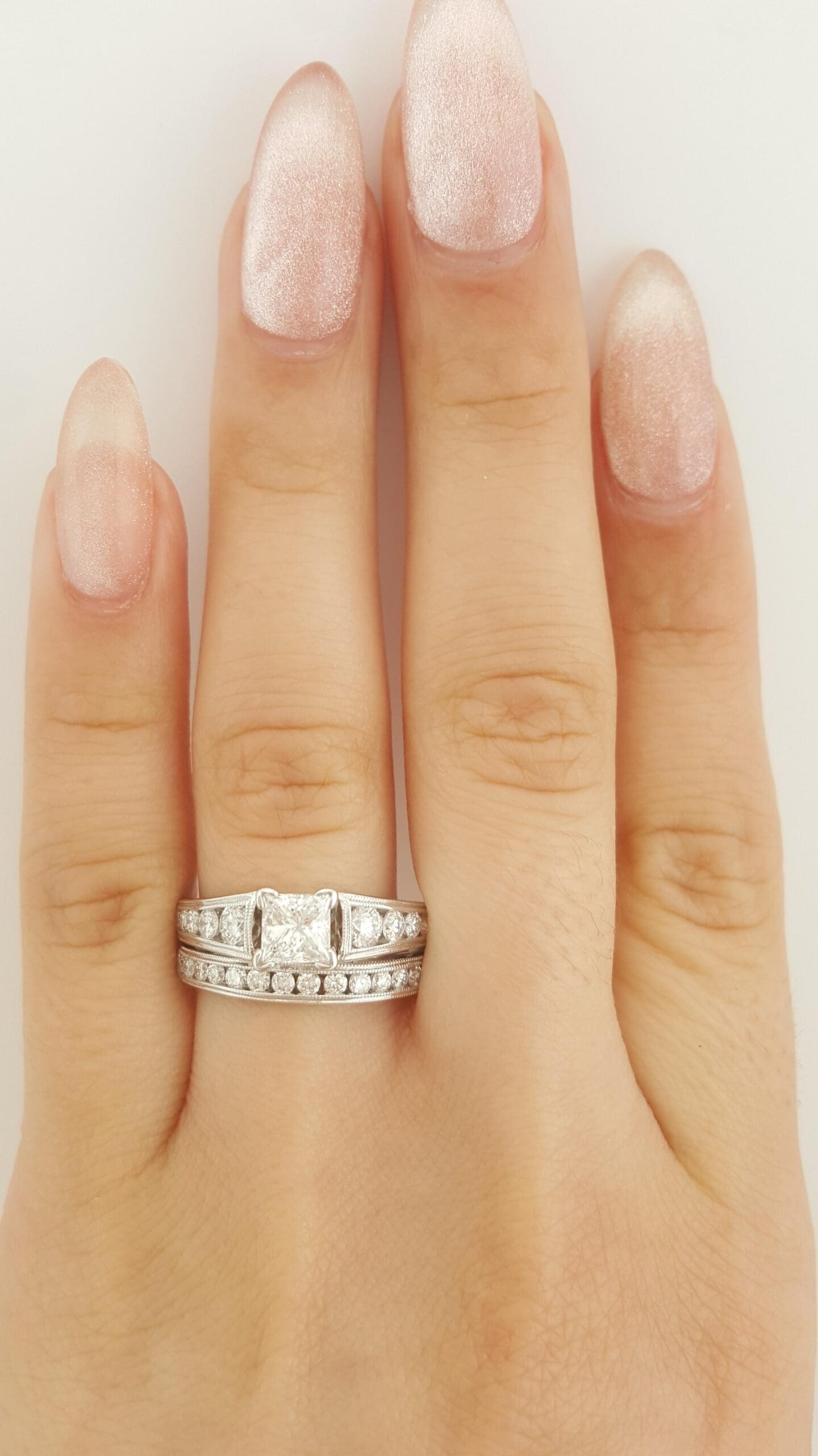 CARO74 Kaleidoscope Diamond Engagement Ring Set CARO 74 1.48 ct 14K W Gold Rt$8K