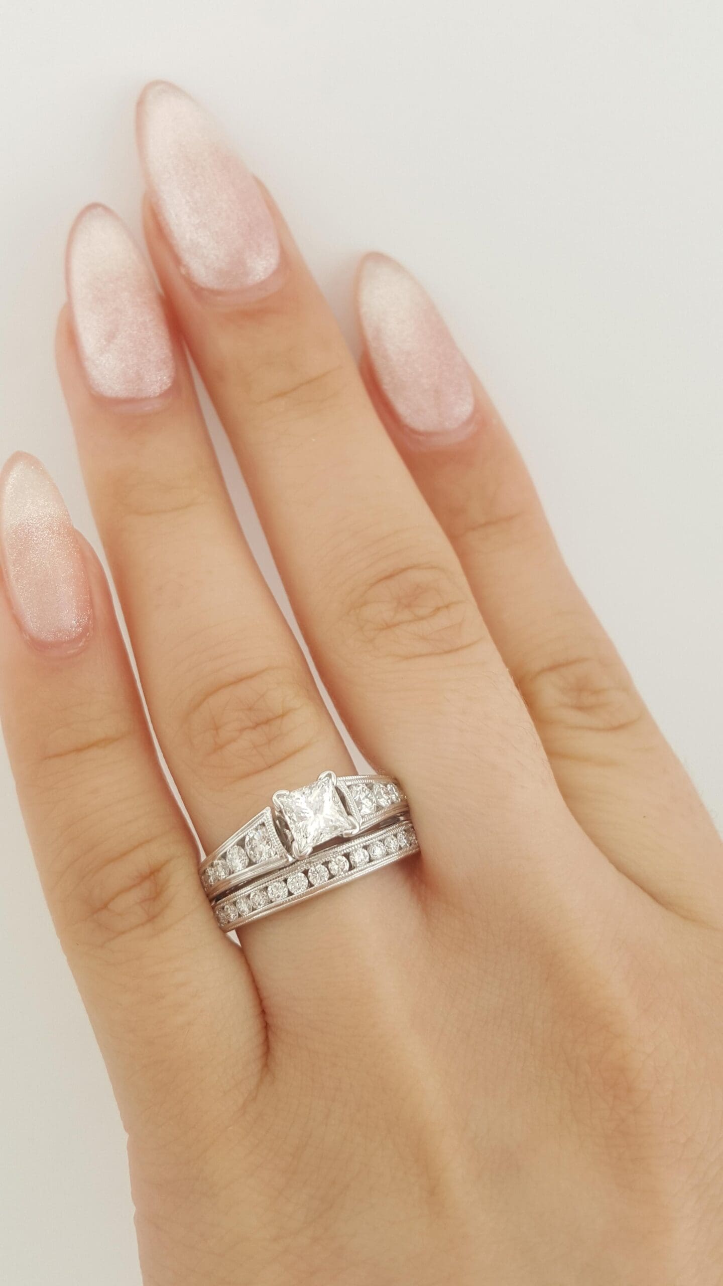 CARO74 Kaleidoscope Diamond Engagement Ring Set CARO 74 1.48 ct 14K W Gold Rt$8K