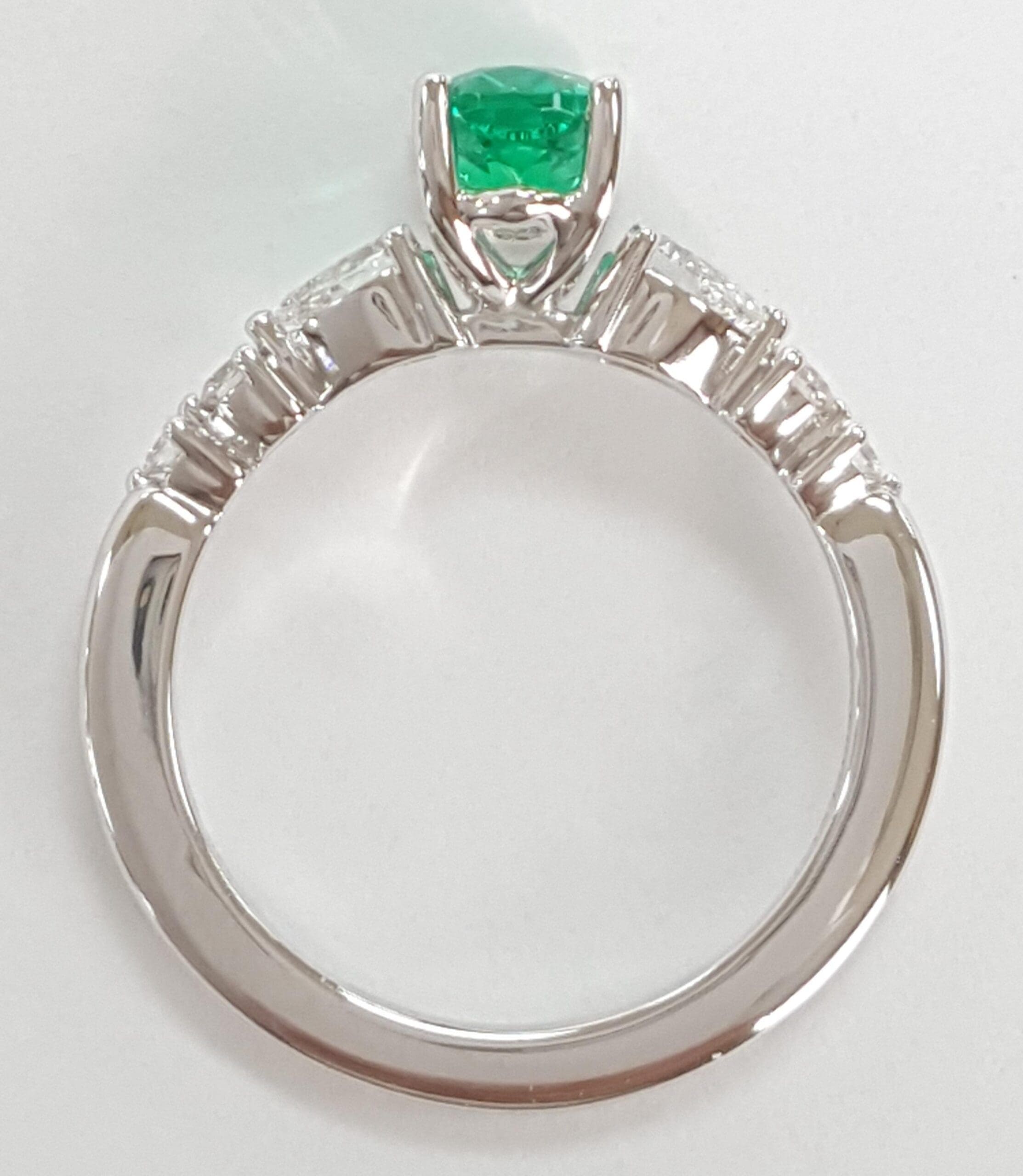 Gabriel & Co. Oval Green Emerald & Diamond 14k White Gold Ring 1.1 ct Retail $5K
