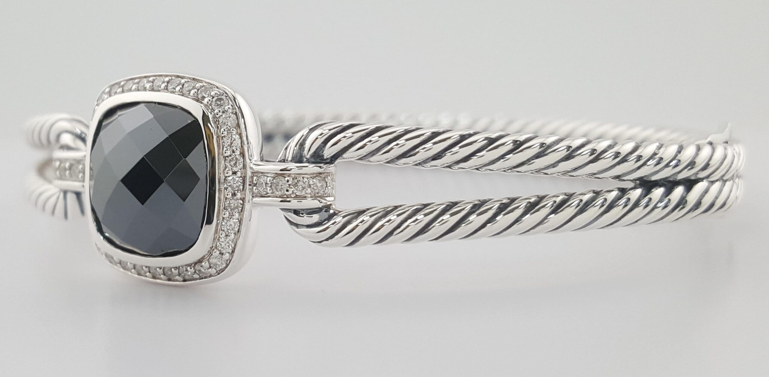 David Yurman Diamond Albion Cable Bracelet Silver 25 Grams 6.5"