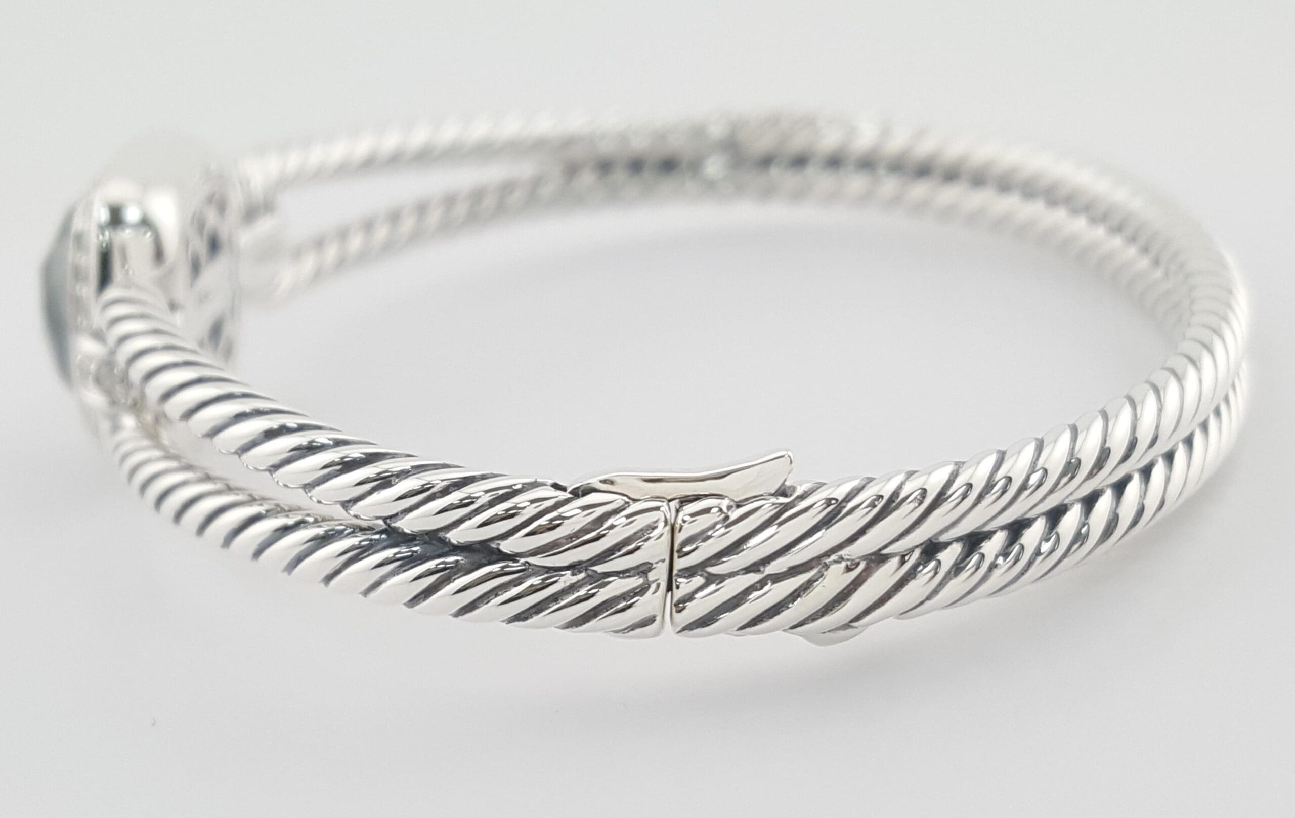 David Yurman Diamond Albion Cable Bracelet Silver 25 Grams 6.5"