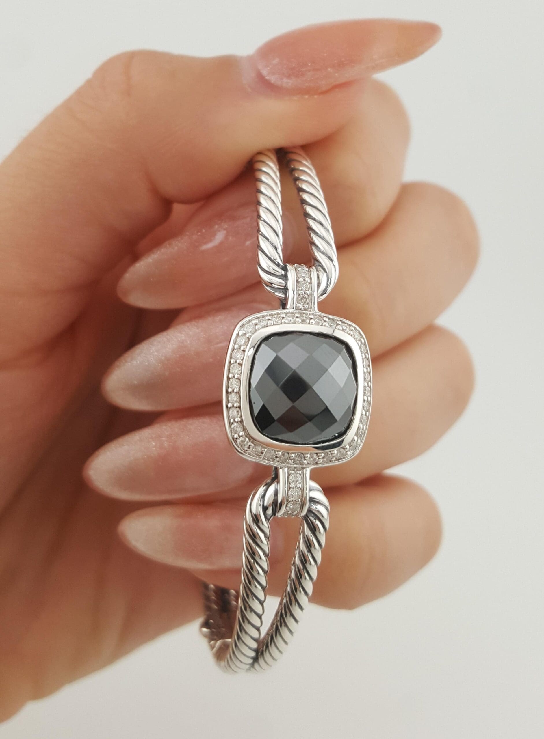 David Yurman Diamond Albion Cable Bracelet Silver 25 Grams 6.5"