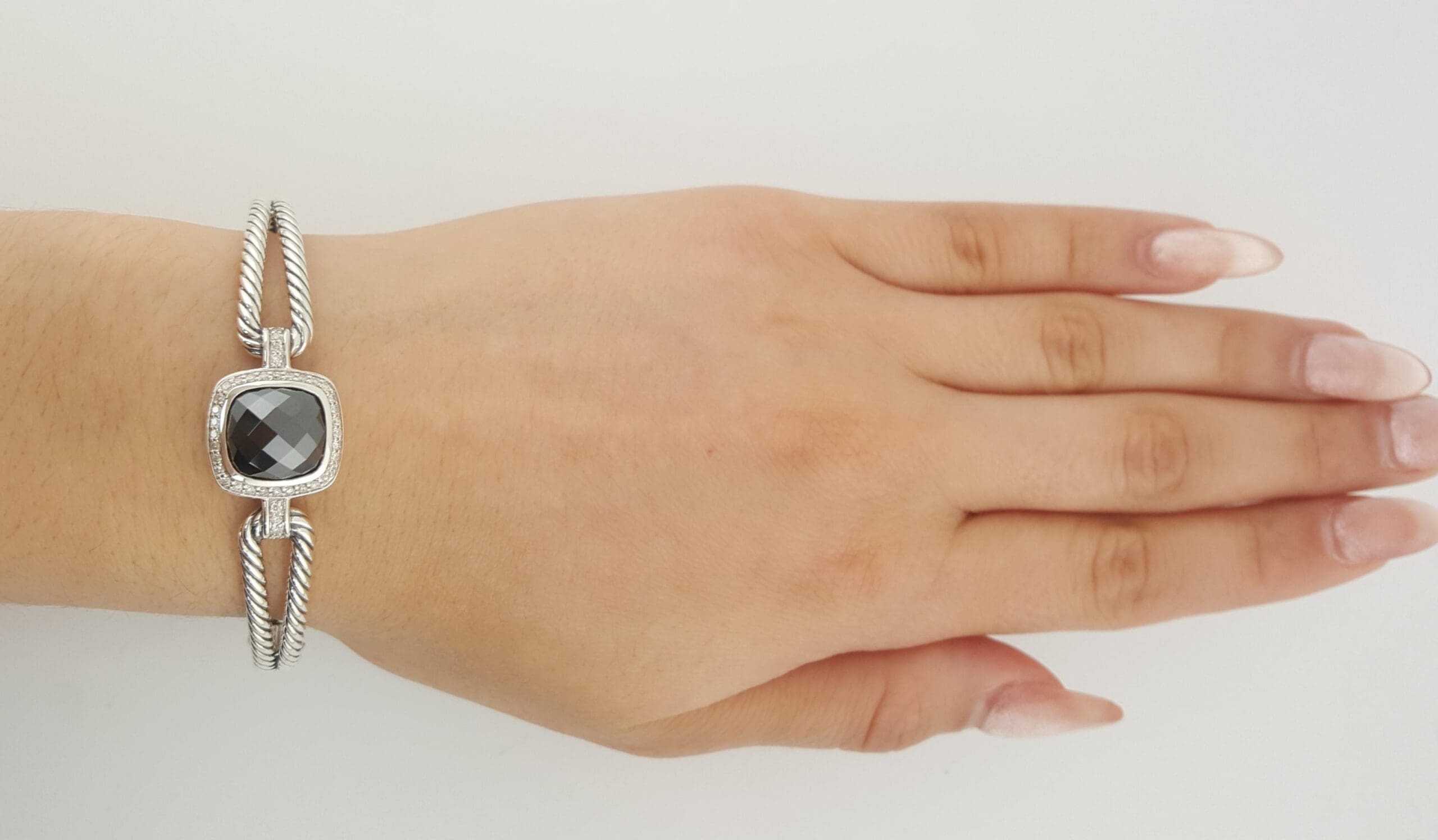 David Yurman Diamond Albion Cable Bracelet Silver 25 Grams 6.5"