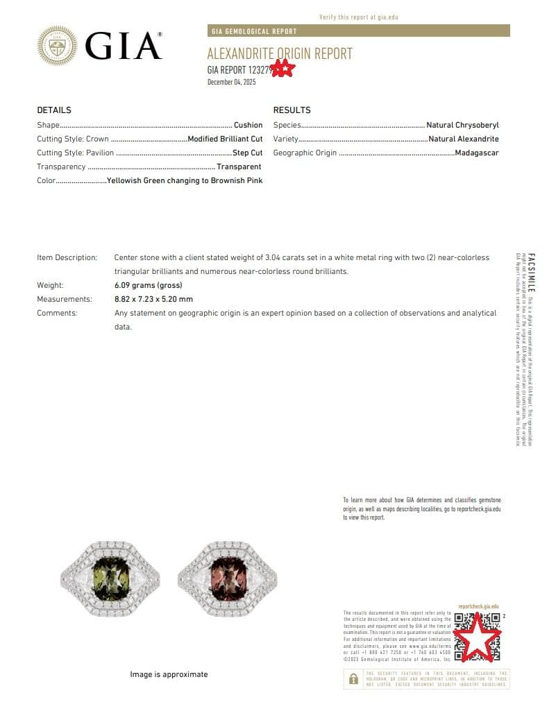 Alexandrite & Diamond 4.69 ct 18k White Gold Ring GIA Retail $48,000