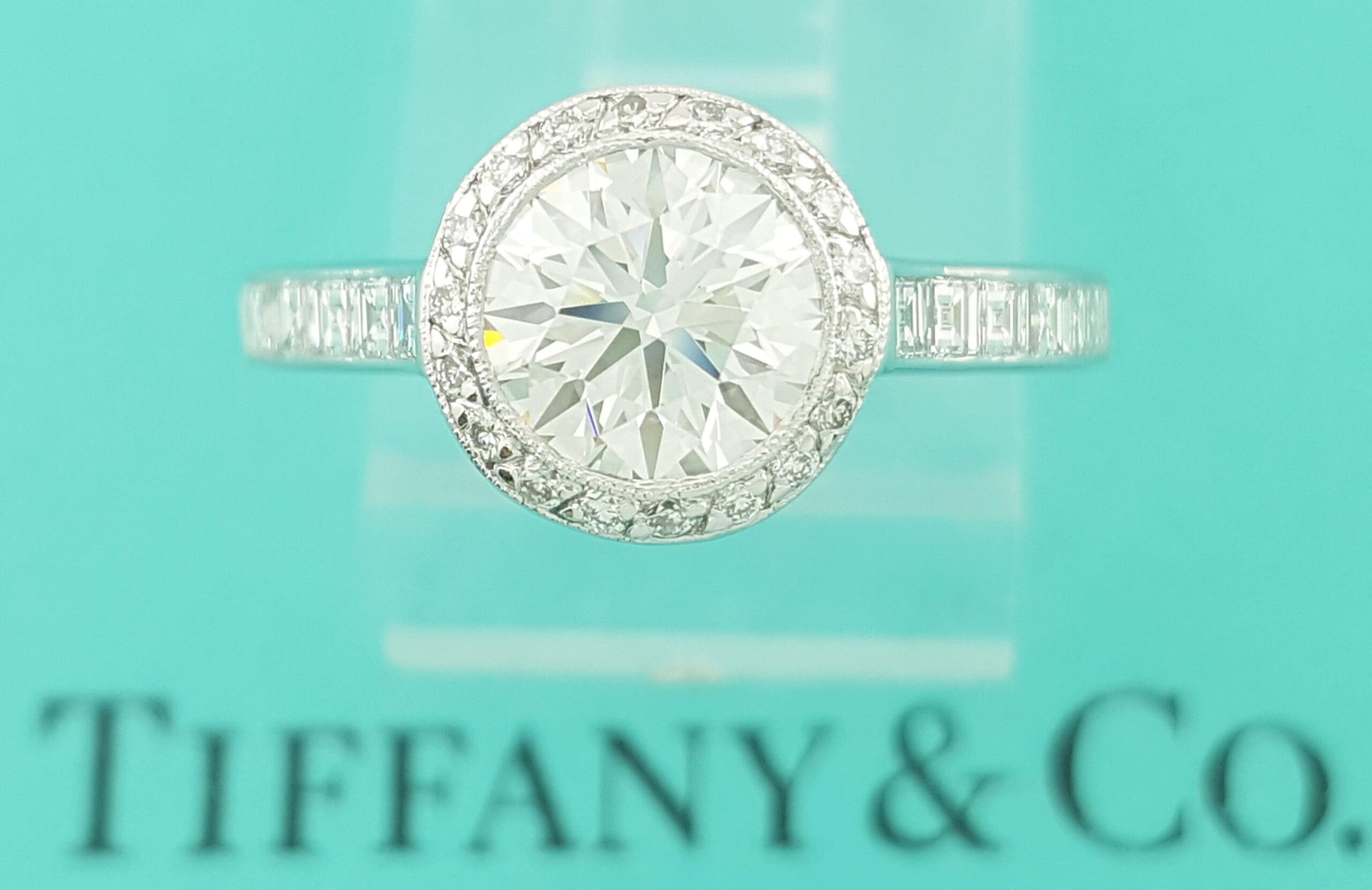 Tiffany & Co Embrace Round Diamond Halo Engagement Ring 1.68 ct Retail $24,500