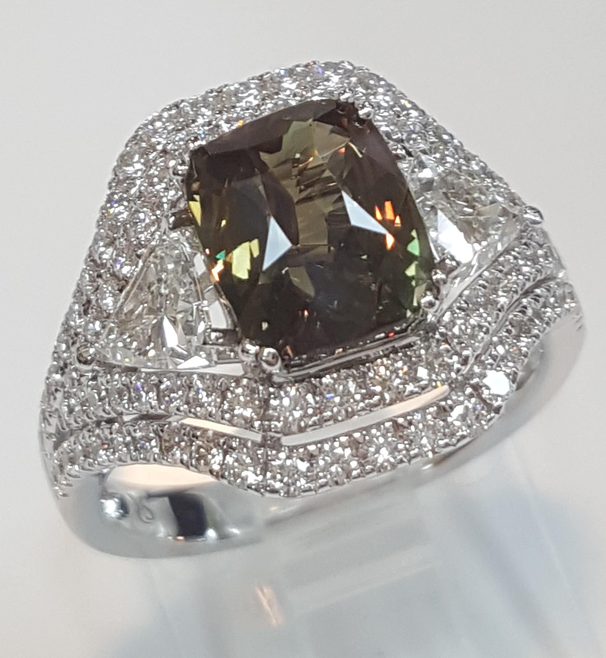 Alexandrite & Diamond 4.69 ct 18k White Gold Ring GIA Retail $48,000