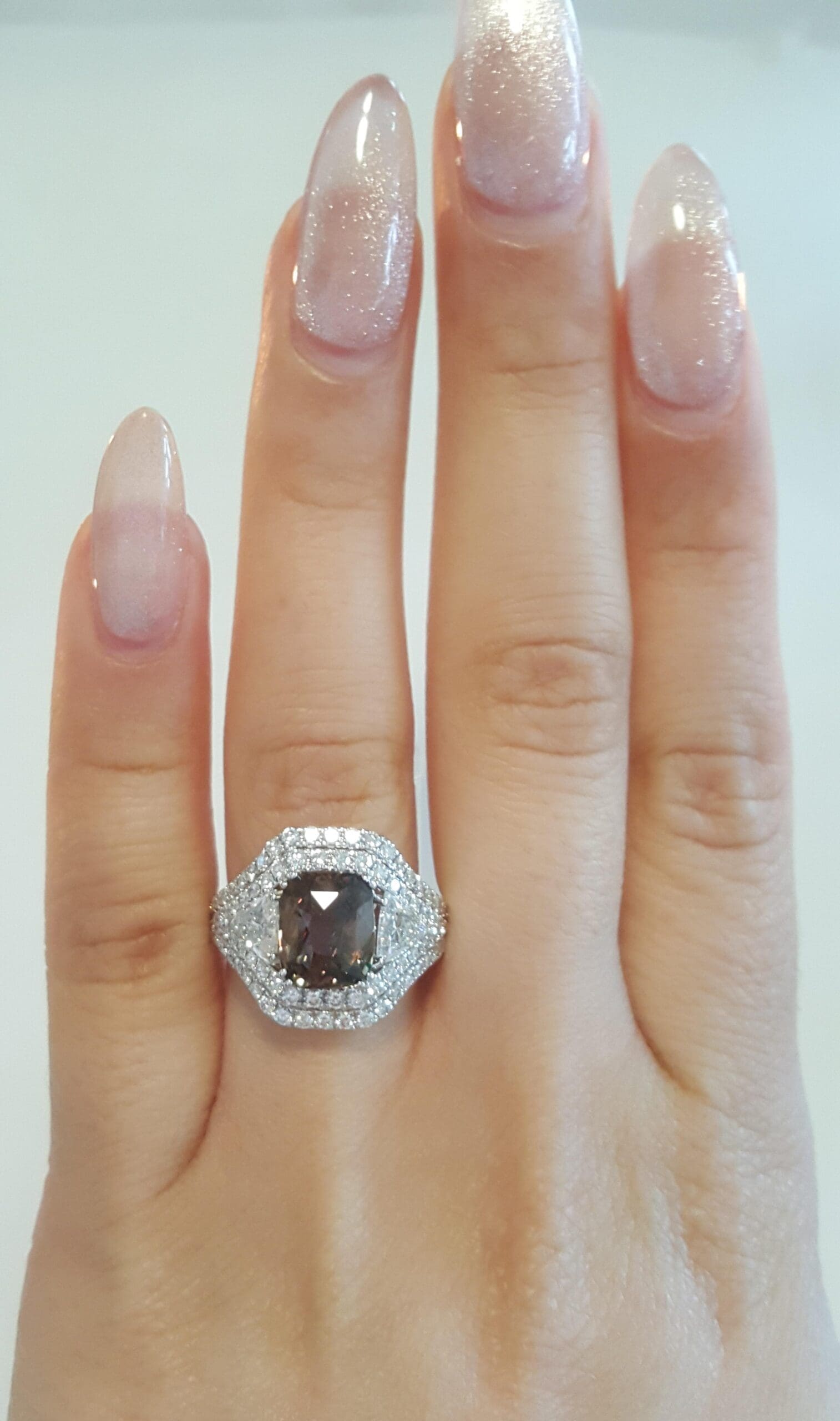 Alexandrite & Diamond 4.69 ct 18k White Gold Ring GIA Retail $48,000