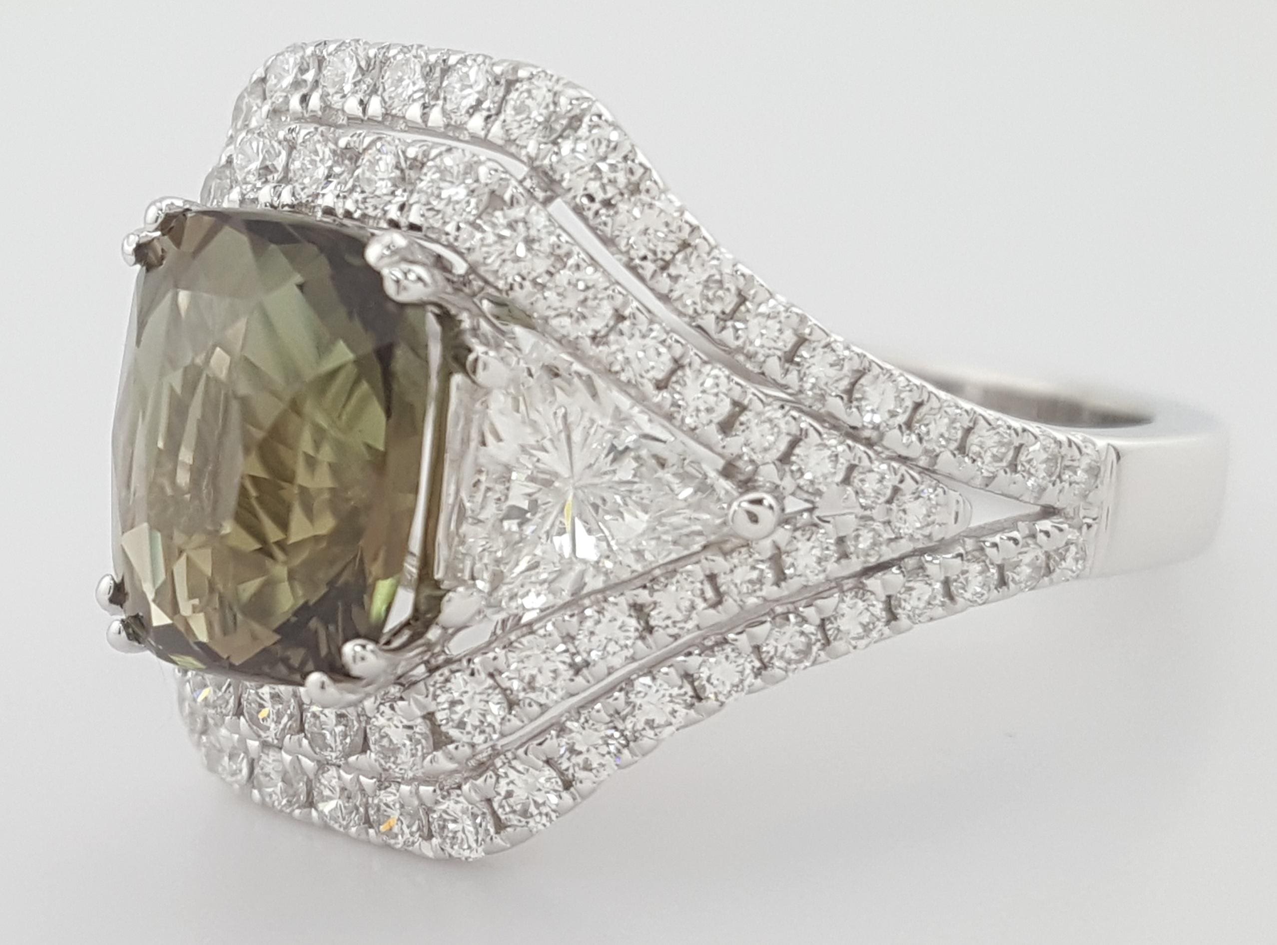 Alexandrite & Diamond 4.69 ct 18k White Gold Ring GIA Retail $48,000