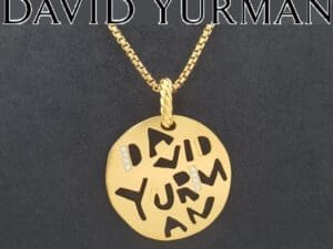 David Yurman Elements Graffiti Diamond Necklace 18K Yellow Gold 0.04 ct 13 Grams