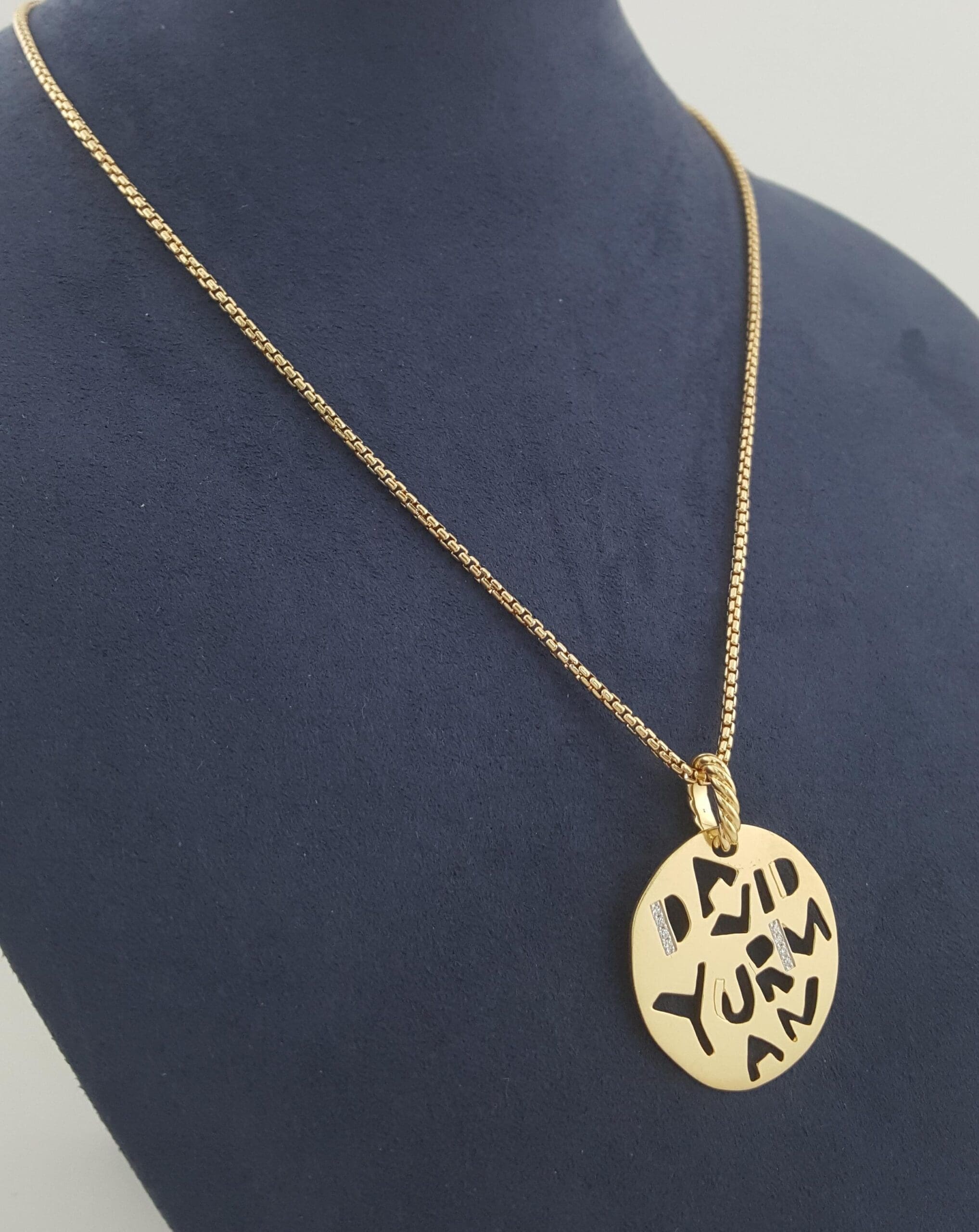 David Yurman Elements Graffiti Diamond Necklace 18K Yellow Gold 0.04 ct 13 Grams