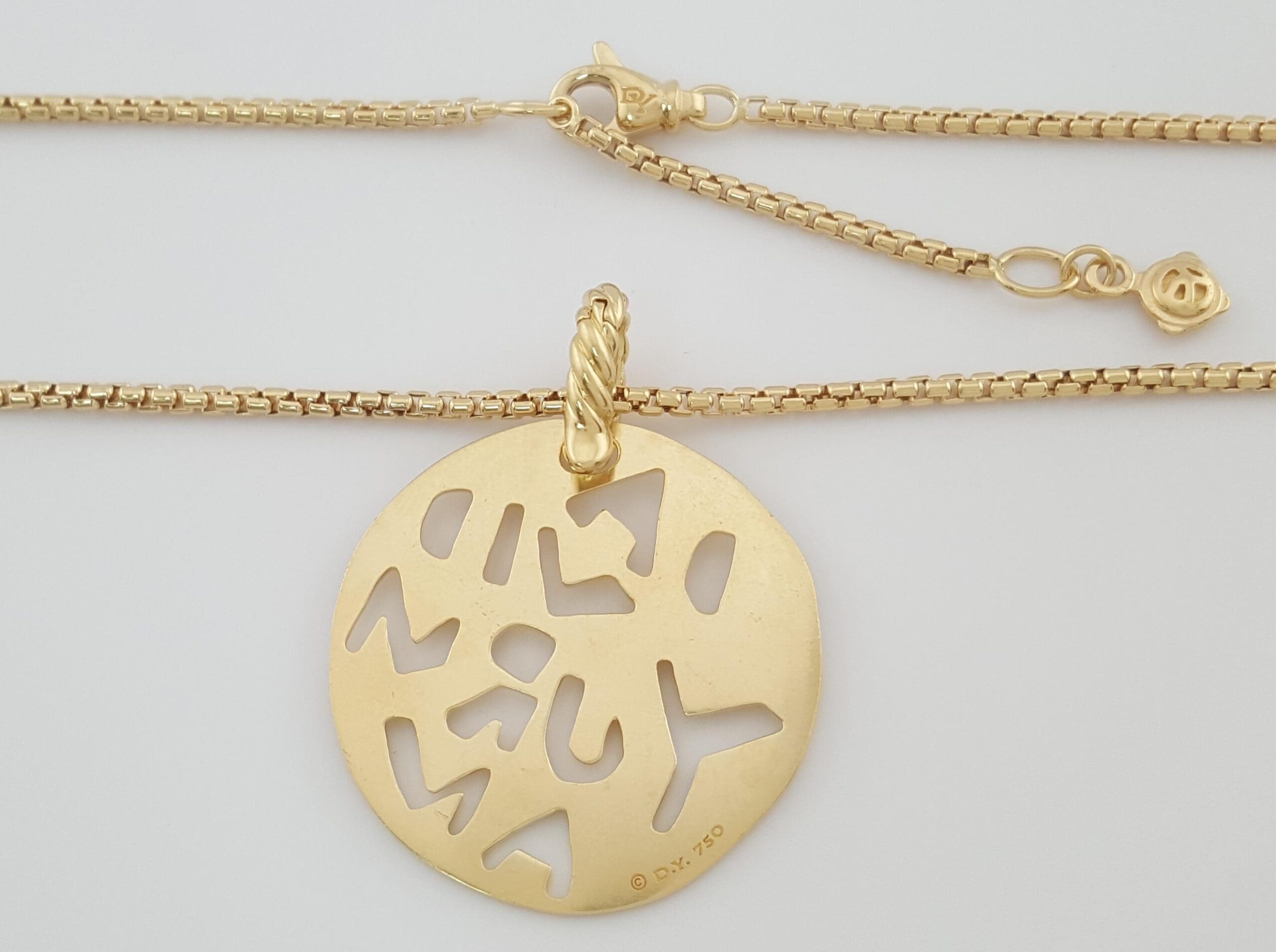 David Yurman Elements Graffiti Diamond Necklace 18K Yellow Gold 0.04 ct 13 Grams