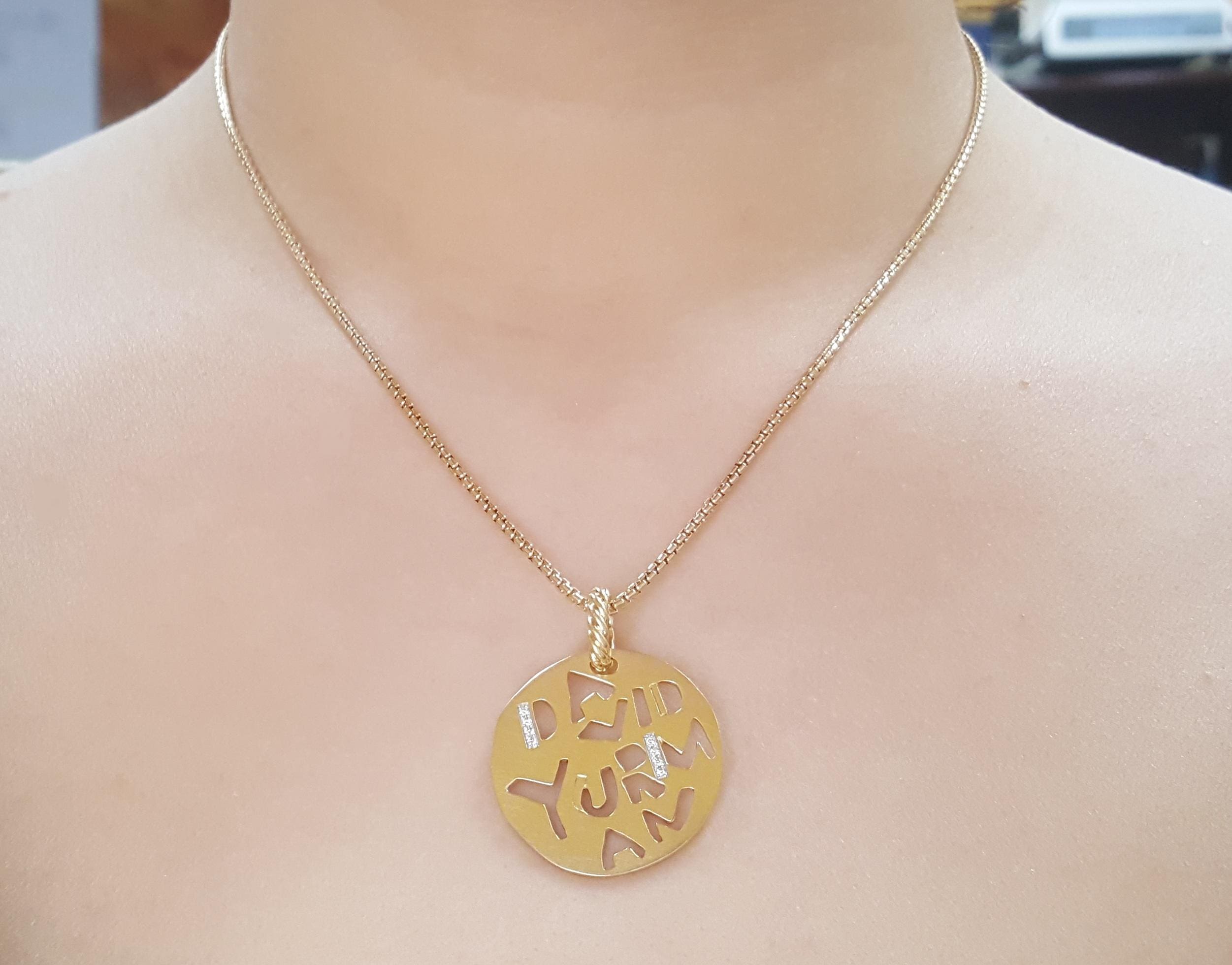 David Yurman Elements Graffiti Diamond Necklace 18K Yellow Gold 0.04 ct 13 Grams