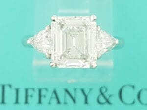 Tiffany & Co. Three Stone Emerald Diamond Engagement Ring 2.69 ct Retail $75K