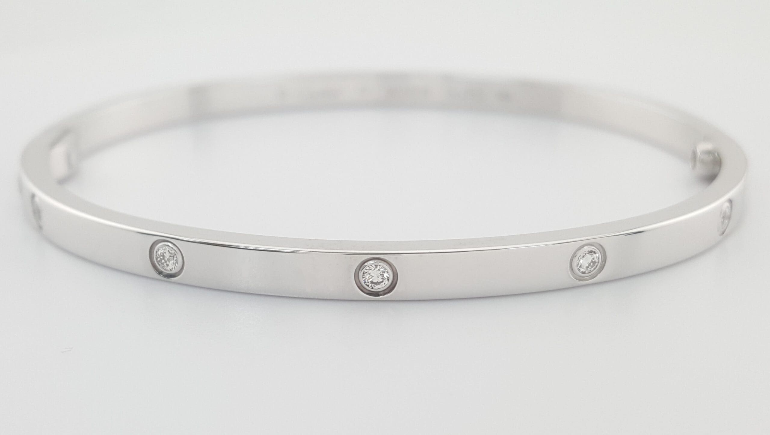 Cartier LOVE 18K White Gold 10 Diamonds 0.21 ct Small Bracelet SZ 17 Rtl $11,700