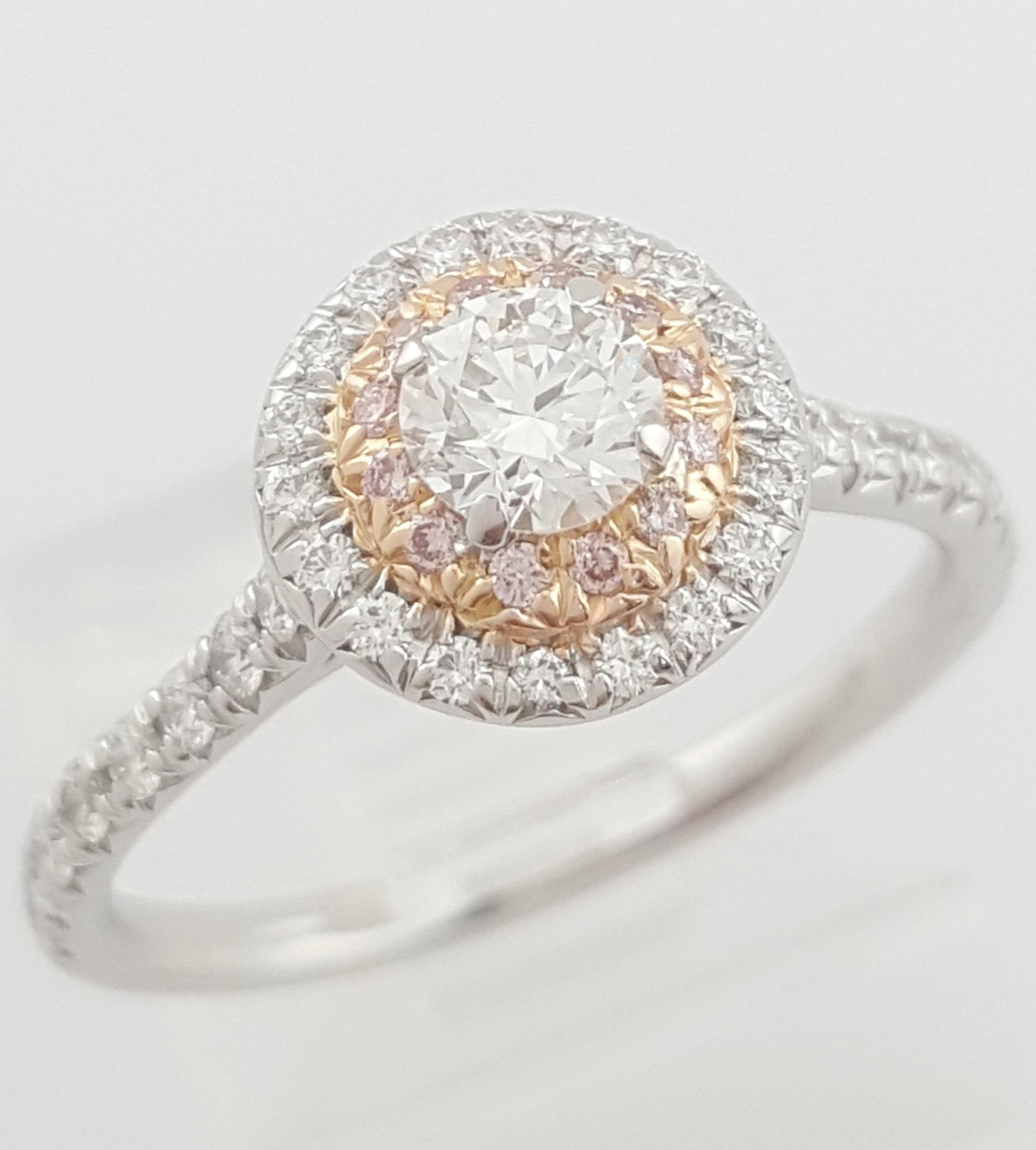 Tiffany & Co. Soleste Round Diamond Double Halo Engagement Ring 0.64 ct Rt $8.6K