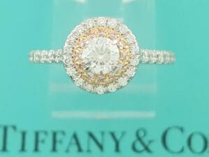 Tiffany & Co. Soleste Round Diamond Double Halo Engagement Ring 0.64 ct Rt $8.6K