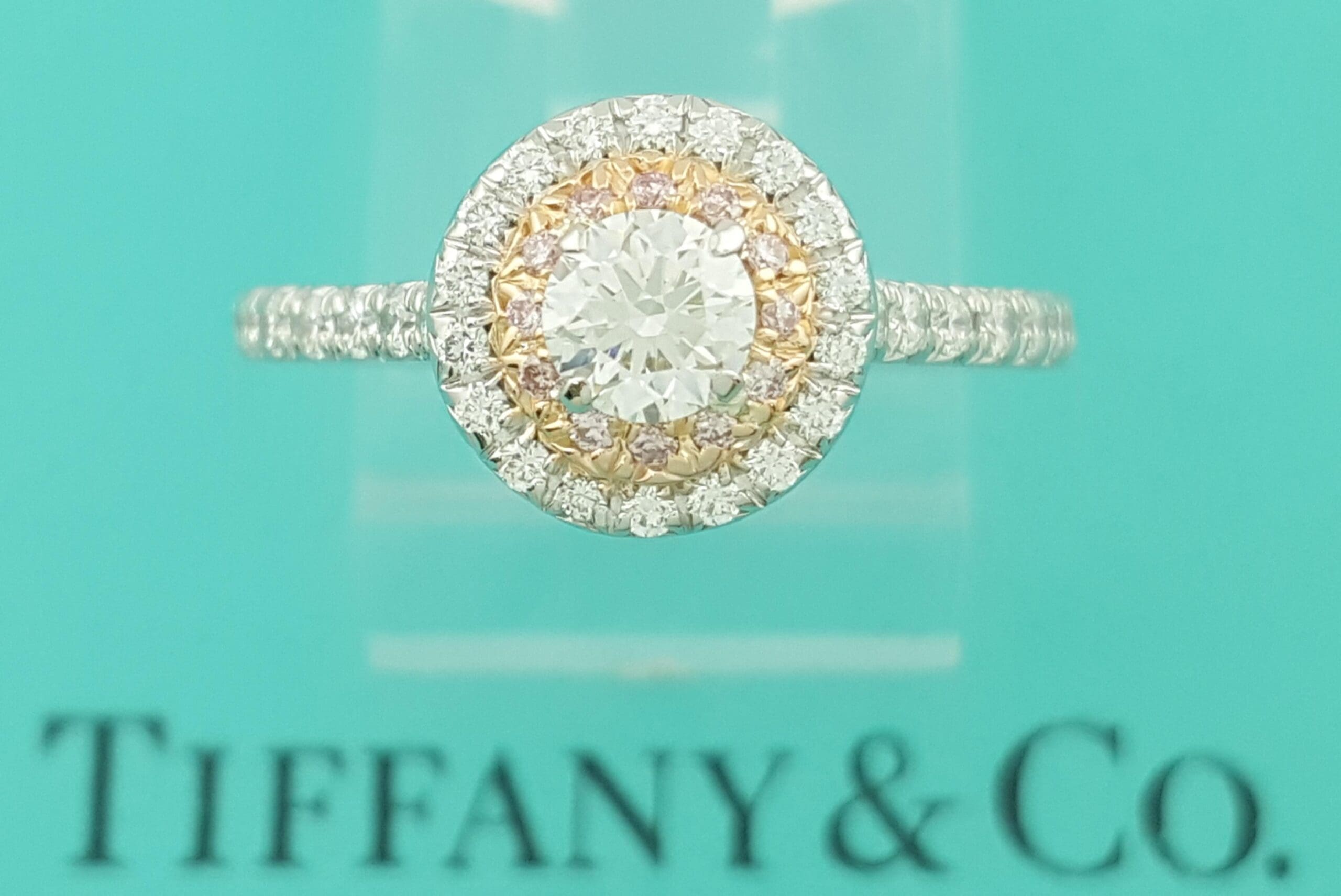 Tiffany & Co. Soleste Round Diamond Double Halo Engagement Ring 0.64 ct Rt $8.6K