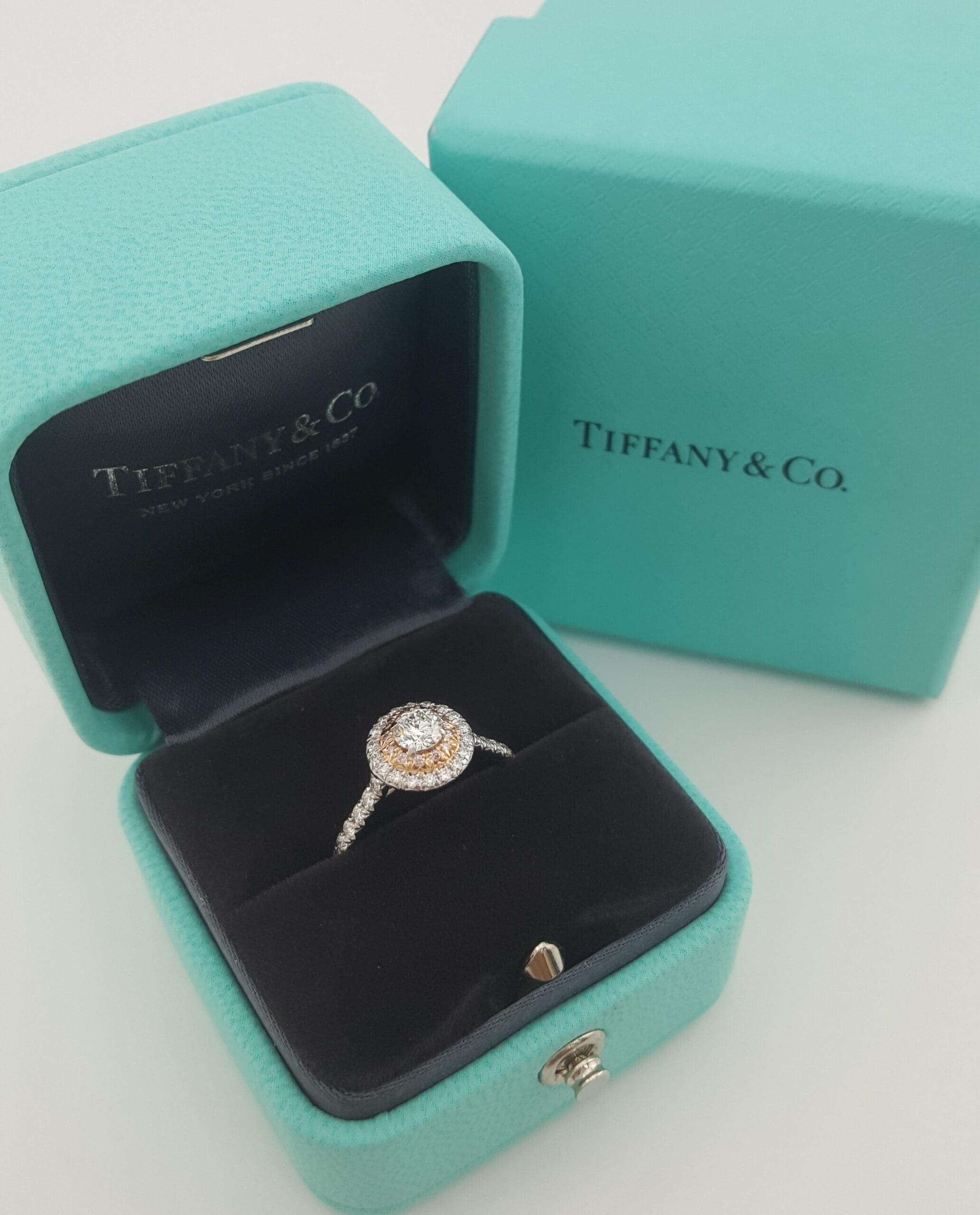 Tiffany & Co. Soleste Round Diamond Double Halo Engagement Ring 0.64 ct Rt $8.6K