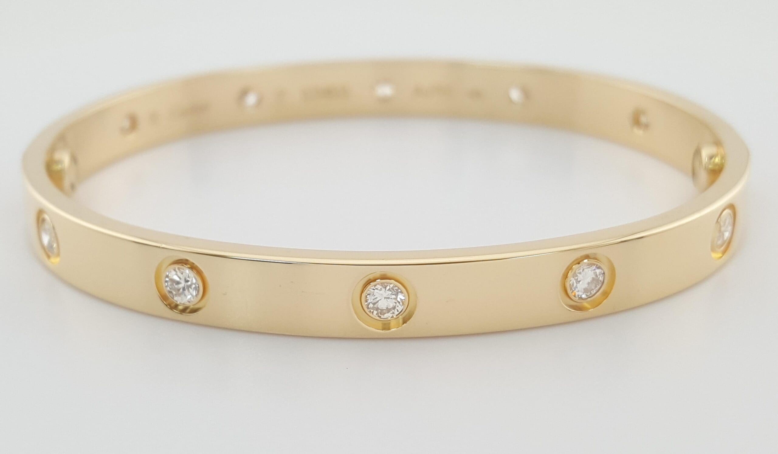 Cartier LOVE 18K Yellow Gold 10 Diamonds 0.96 ct Bracelet SZ 17 Rtl $19,200