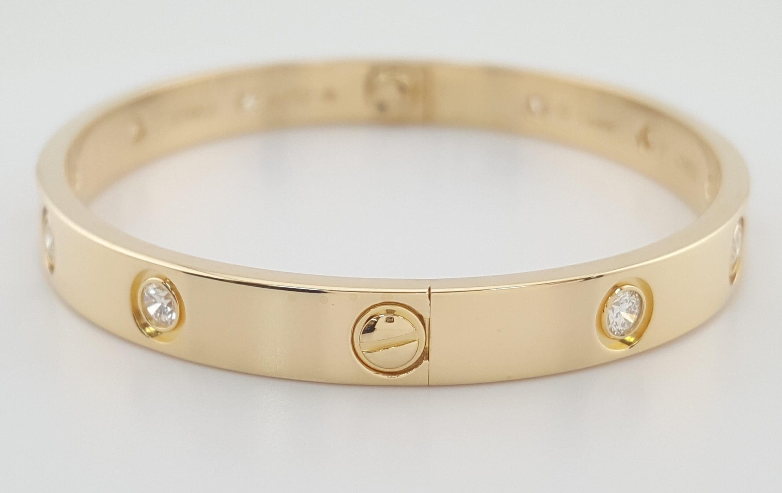 Cartier LOVE 18K Yellow Gold 10 Diamonds 0.96 ct Bracelet SZ 17 Rtl $19,200