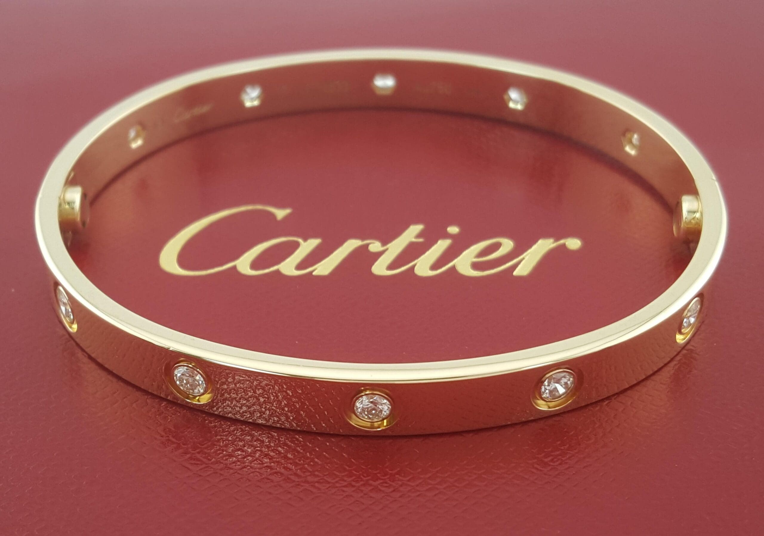 Cartier LOVE 18K Yellow Gold 10 Diamonds 0.96 ct Bracelet SZ 17 Rtl $19,200