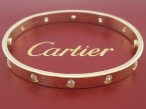 Cartier LOVE 18K Yellow Gold 10 Diamonds 0.96 ct Bracelet SZ 17 Rtl $19,200