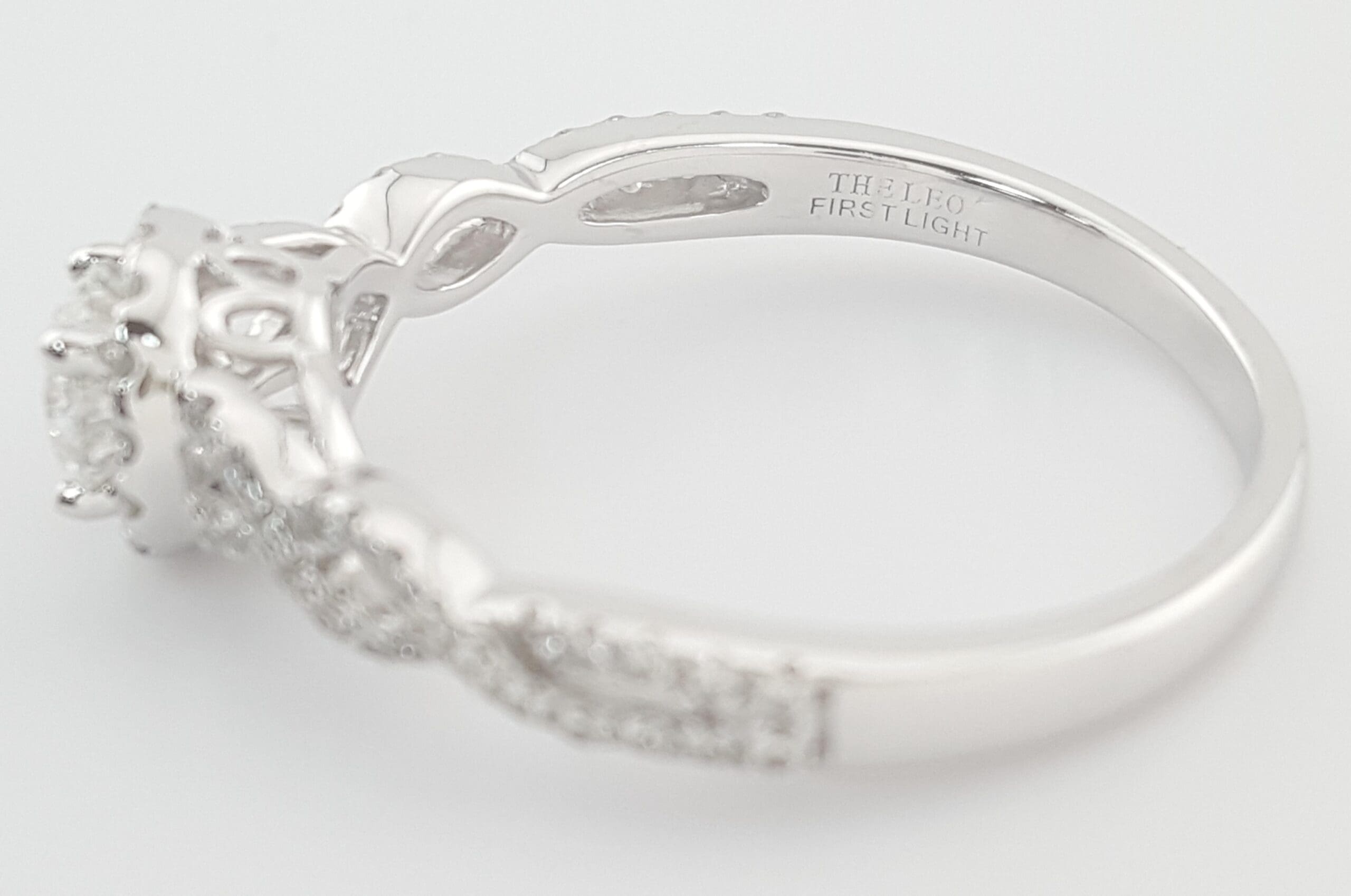 The Leo First Light Round Diamond Halo Engagement Ring 0.88 ct 14K W Gold $4,600