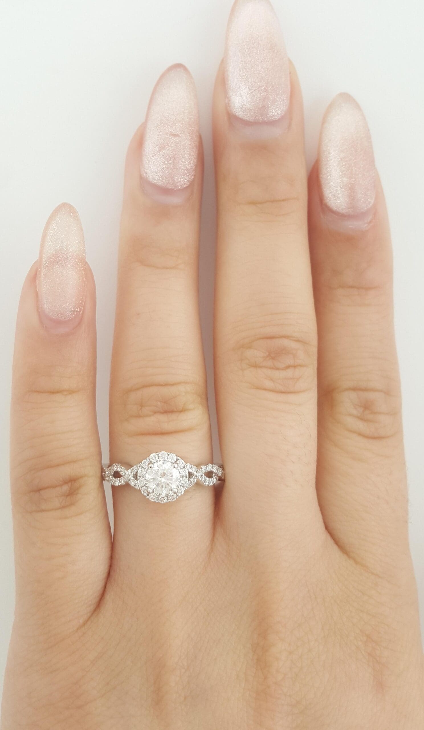 The Leo First Light Round Diamond Halo Engagement Ring 0.88 ct 14K W Gold $4,600