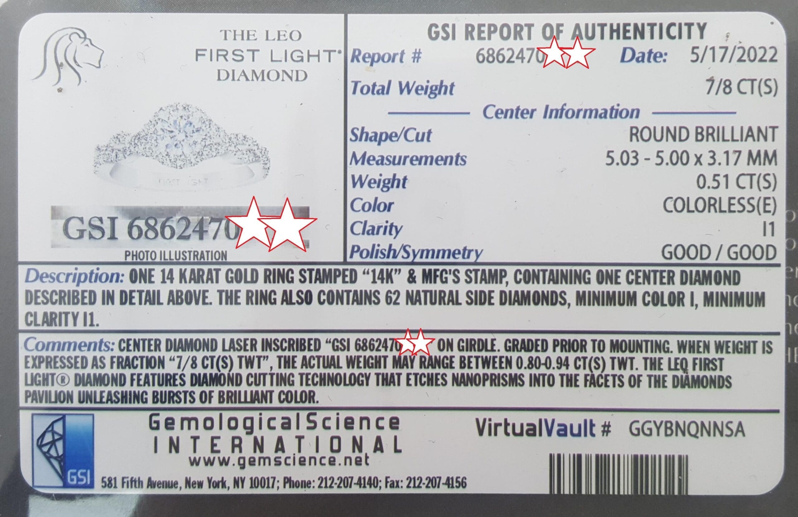 The Leo First Light Round Diamond Halo Engagement Ring 0.88 ct 14K W Gold $4,600