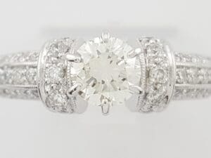Vintage Round Diamond Engagement Ring 1.3 ct 18k White Gold Retail $5,995