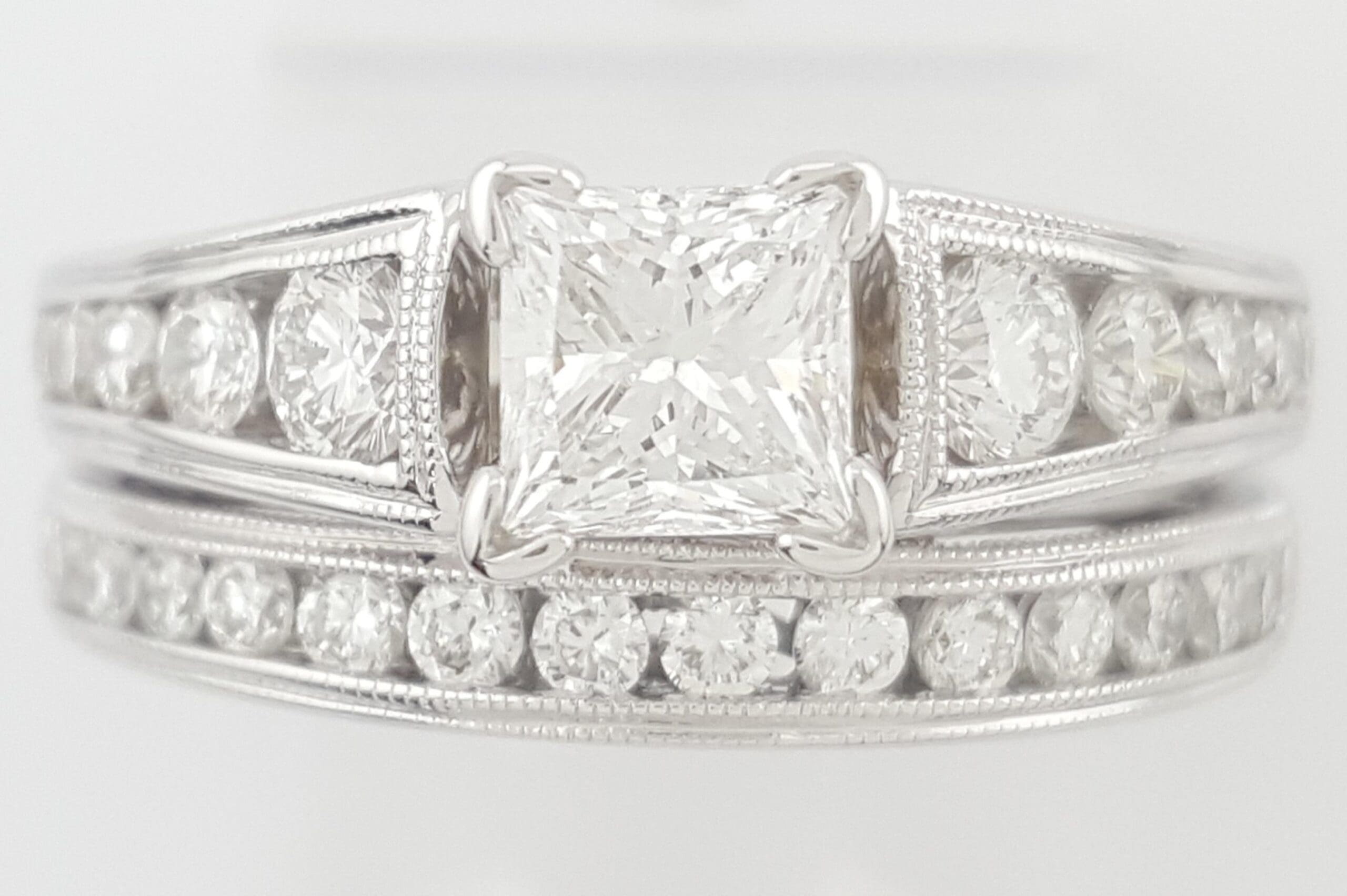 CARO74 Kaleidoscope Diamond Engagement Ring Set CARO 74 1.48 ct 14K W Gold Rt$8K