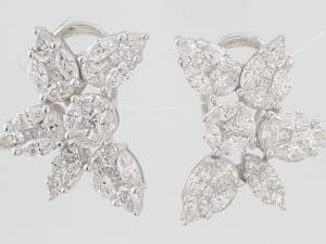 Pear Marquise Princess Diamond 18k White Gold Cluster Earrings 3.84 ct Rtl $12K