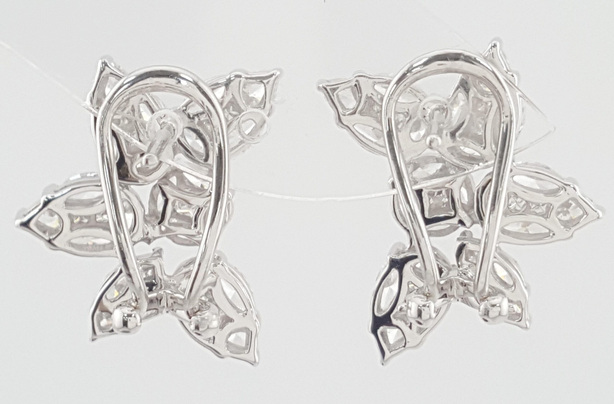 Pear Marquise Princess Diamond 18k White Gold Cluster Earrings 3.84 ct Rtl $12K