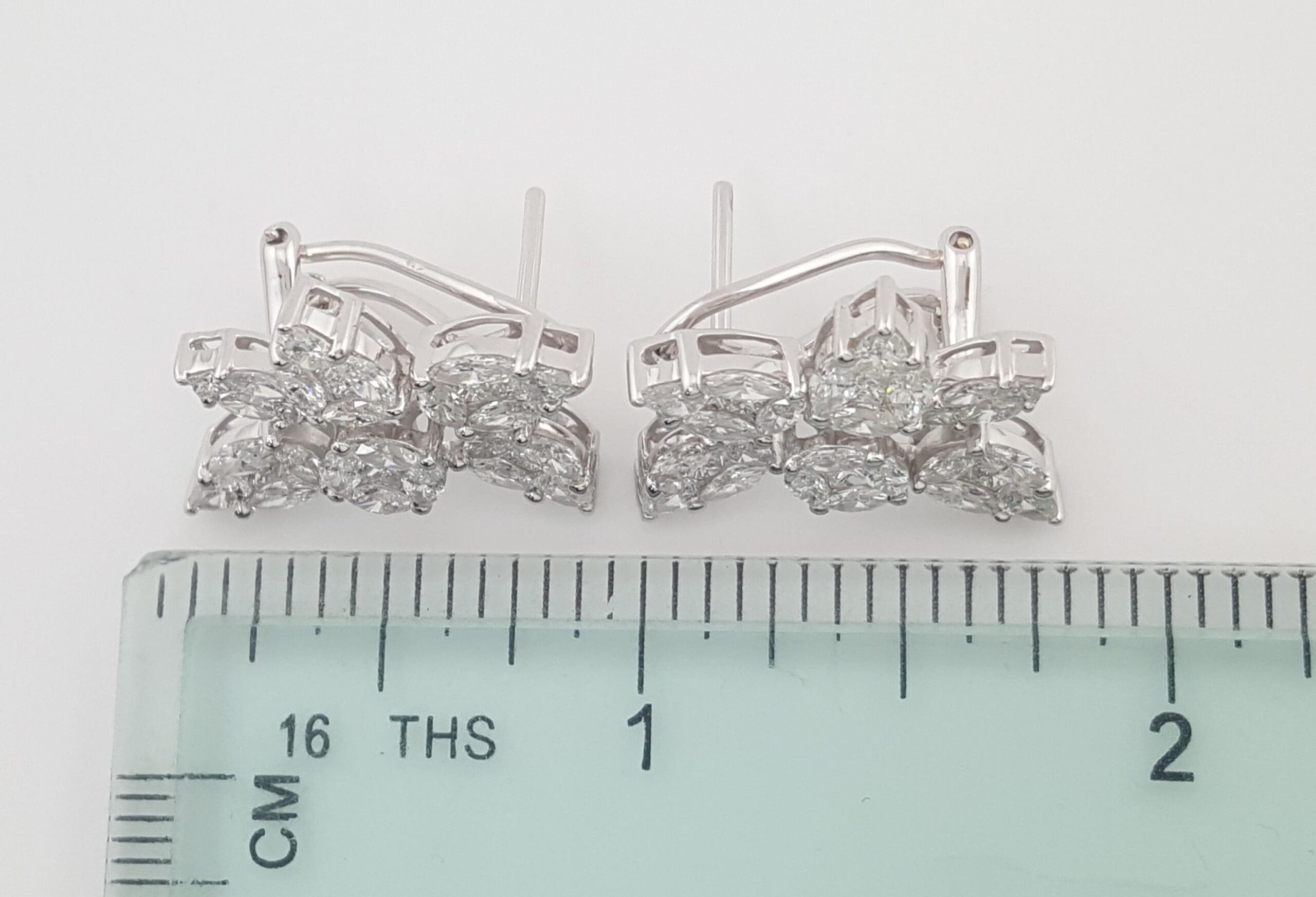 Pear Marquise Princess Diamond 18k White Gold Cluster Earrings 3.84 ct Rtl $12K