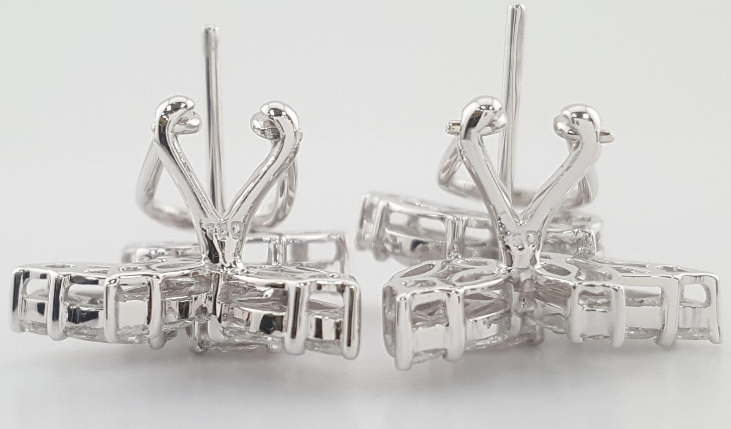 Pear Marquise Princess Diamond 18k White Gold Cluster Earrings 3.84 ct Rtl $12K