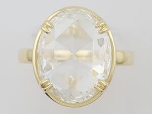 Oval Rose Cut Diamond Solitaire Engagement Ring 5.18 ct 18k Yellow Gold Rt $346K