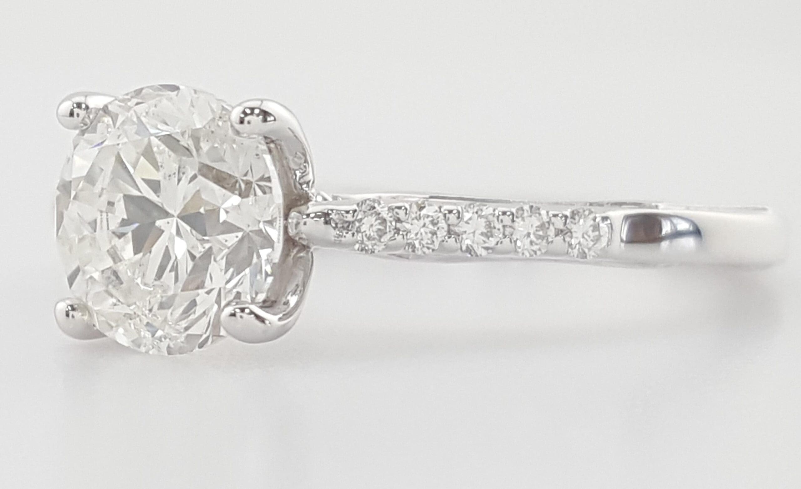 Ritani Round Diamond Engagement Ring 1.3 ct 18k White Gold 1RZ2841 Retail $6,400