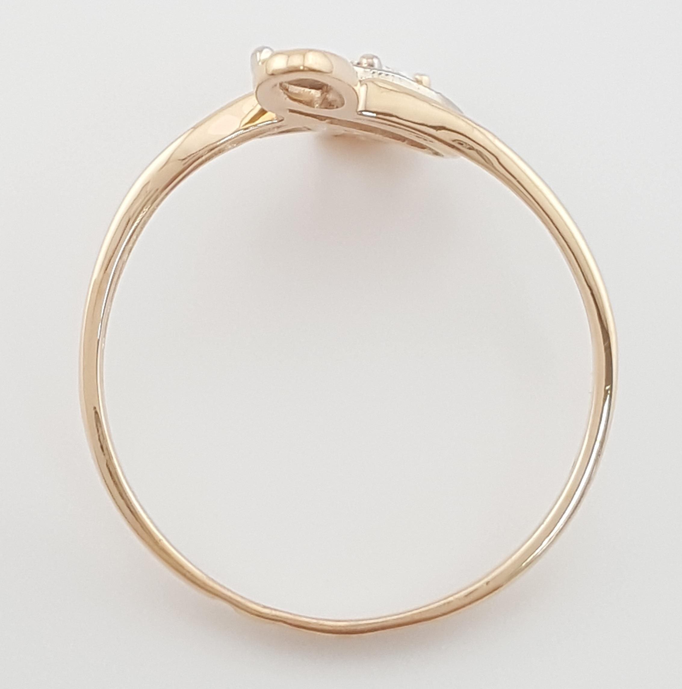 Vintage Pear Diamond 14k Rose & W Gold Ring 0.42 ct Eastern European Made