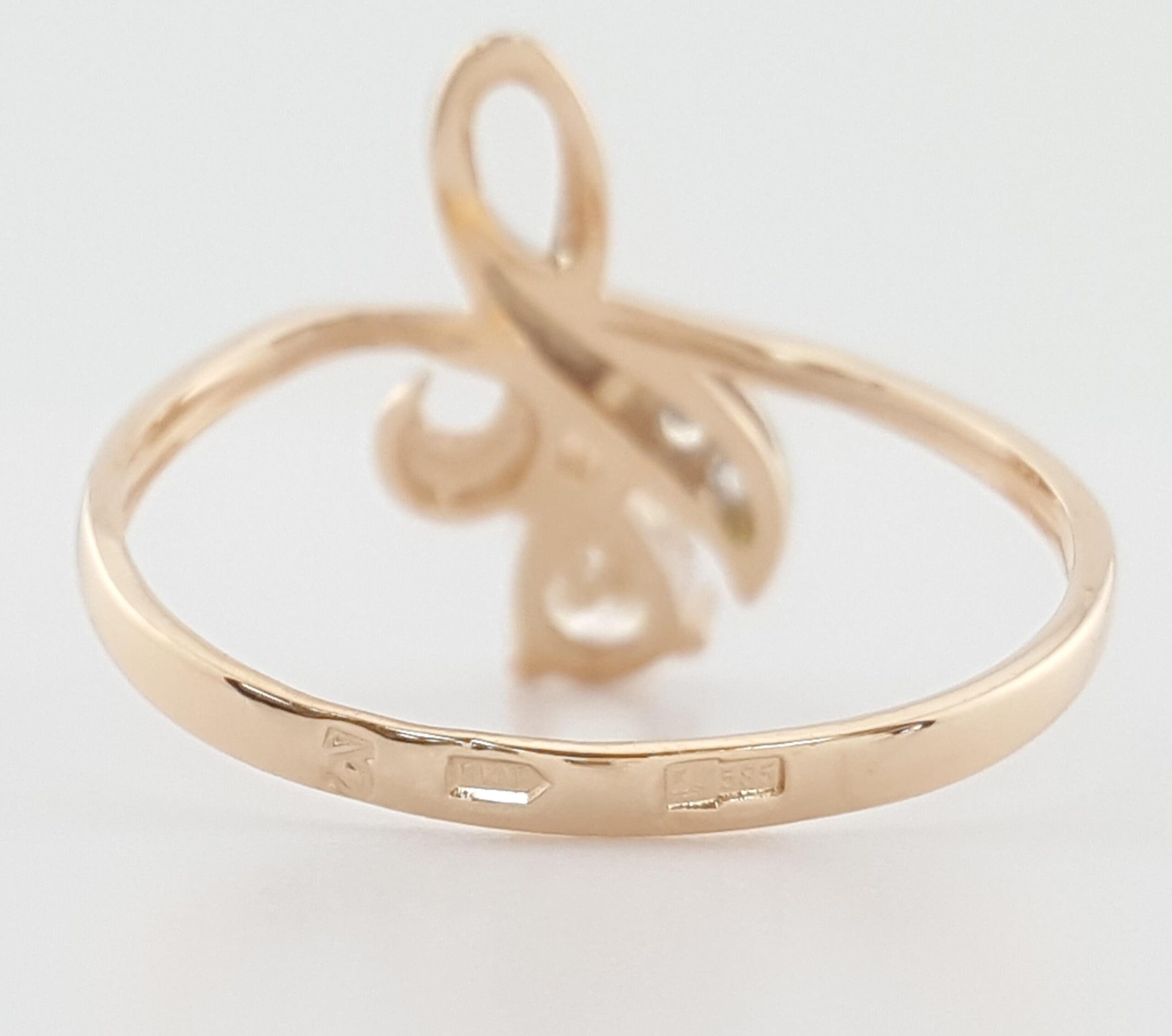 Vintage Pear Diamond 14k Rose & W Gold Ring 0.42 ct Eastern European Made