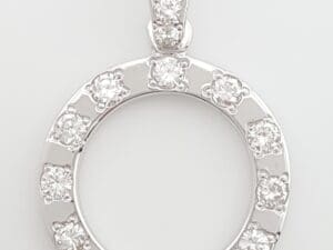 Vintage Round Diamond Circle Pendant 1.38" 2 ct 14K White Gold