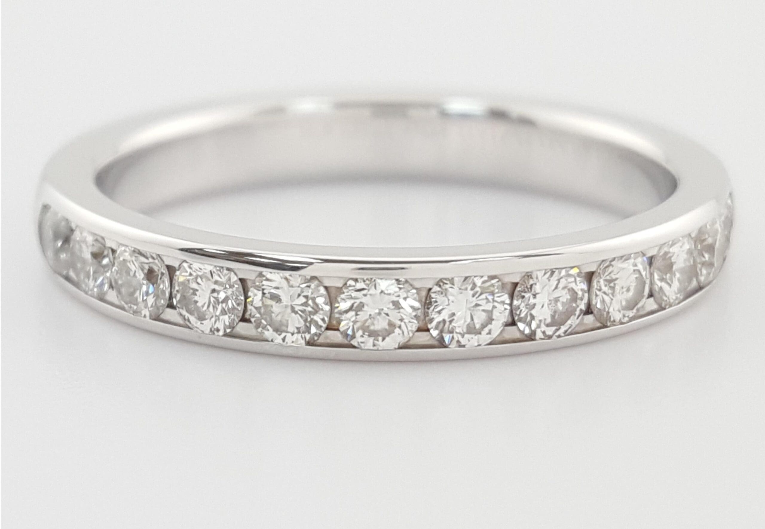 Benchmark Round Diamond Half Circle Channel Wedding Band Ring 14k Gold 0.48 ct