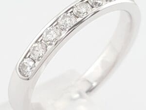 Benchmark Round Diamond Half Circle Channel Wedding Band Ring 14k Gold 0.48 ct