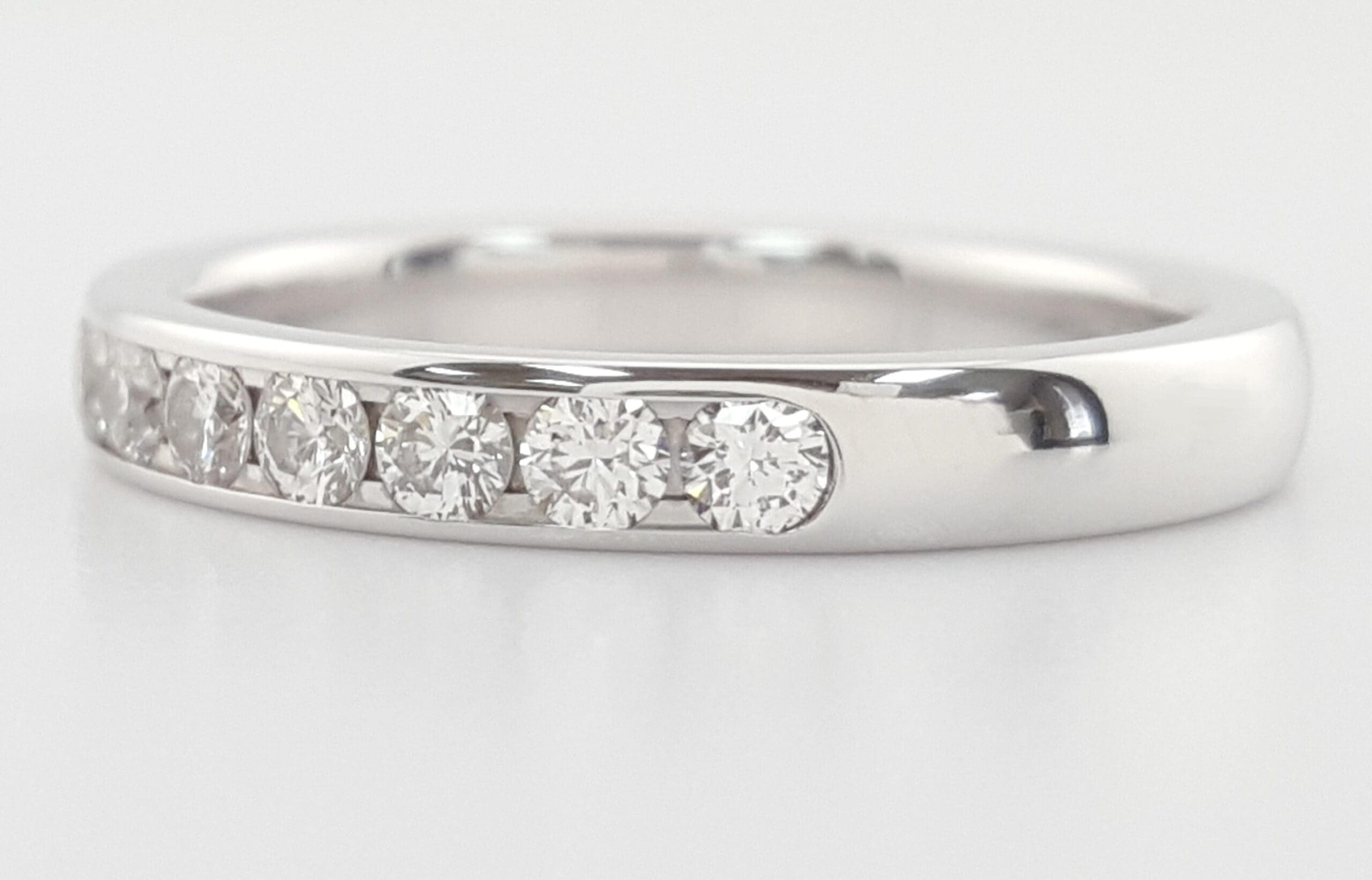 Benchmark Round Diamond Half Circle Channel Wedding Band Ring 14k Gold 0.48 ct