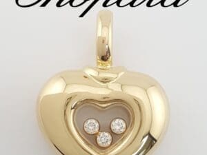 Chopard Round Diamond Puffed Heart Charm Pendant 18K Yellow Gold 0.12 ct 9.5 Gr
