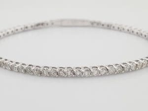 Round Brilliant Diamond Tennis Flex Bracelet 3 ct 14K White Gold 6.5" 2.3 mm