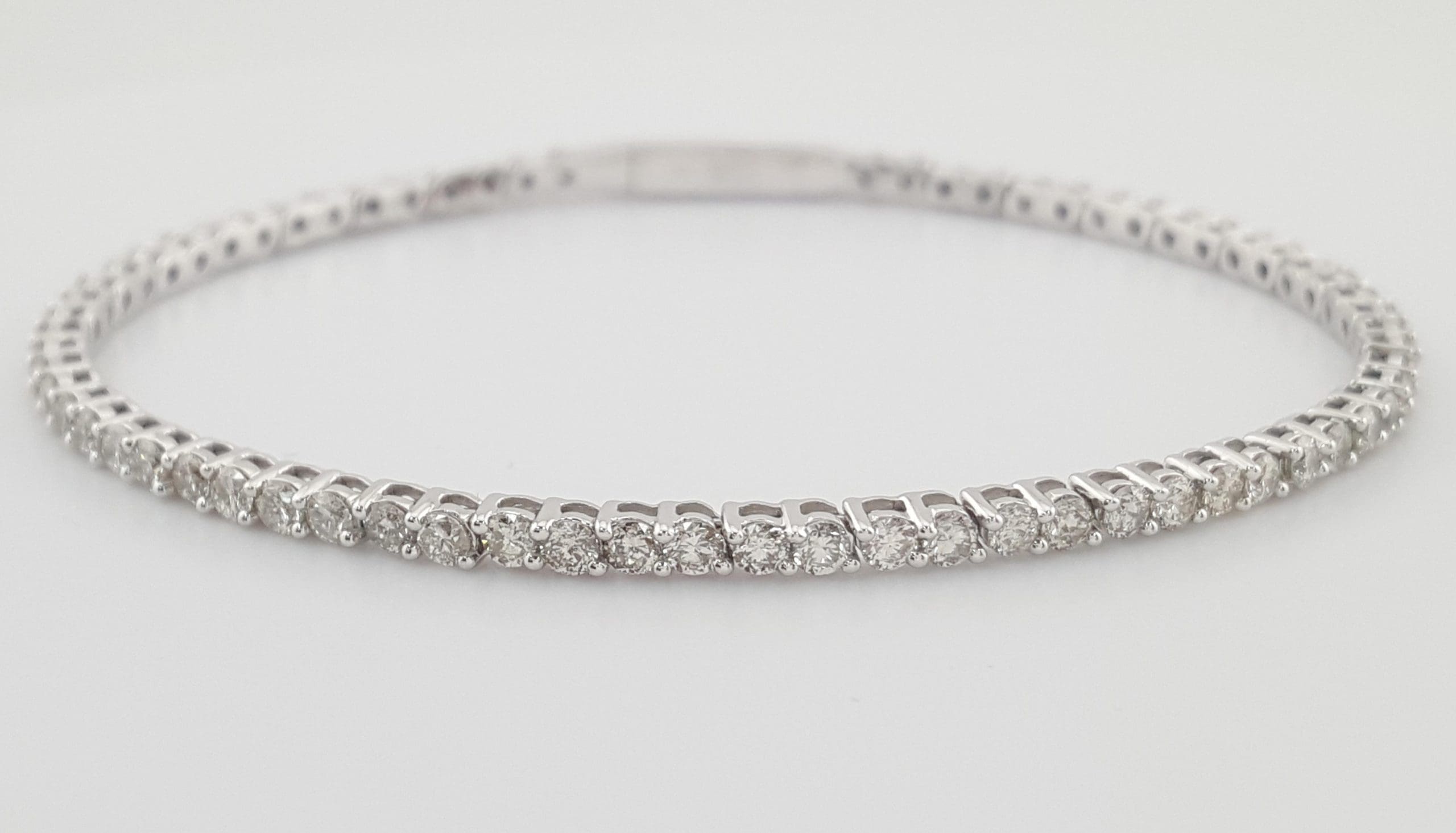 Round Brilliant Diamond Tennis Flex Bracelet 3 ct 14K White Gold 6.5" 2.3 mm