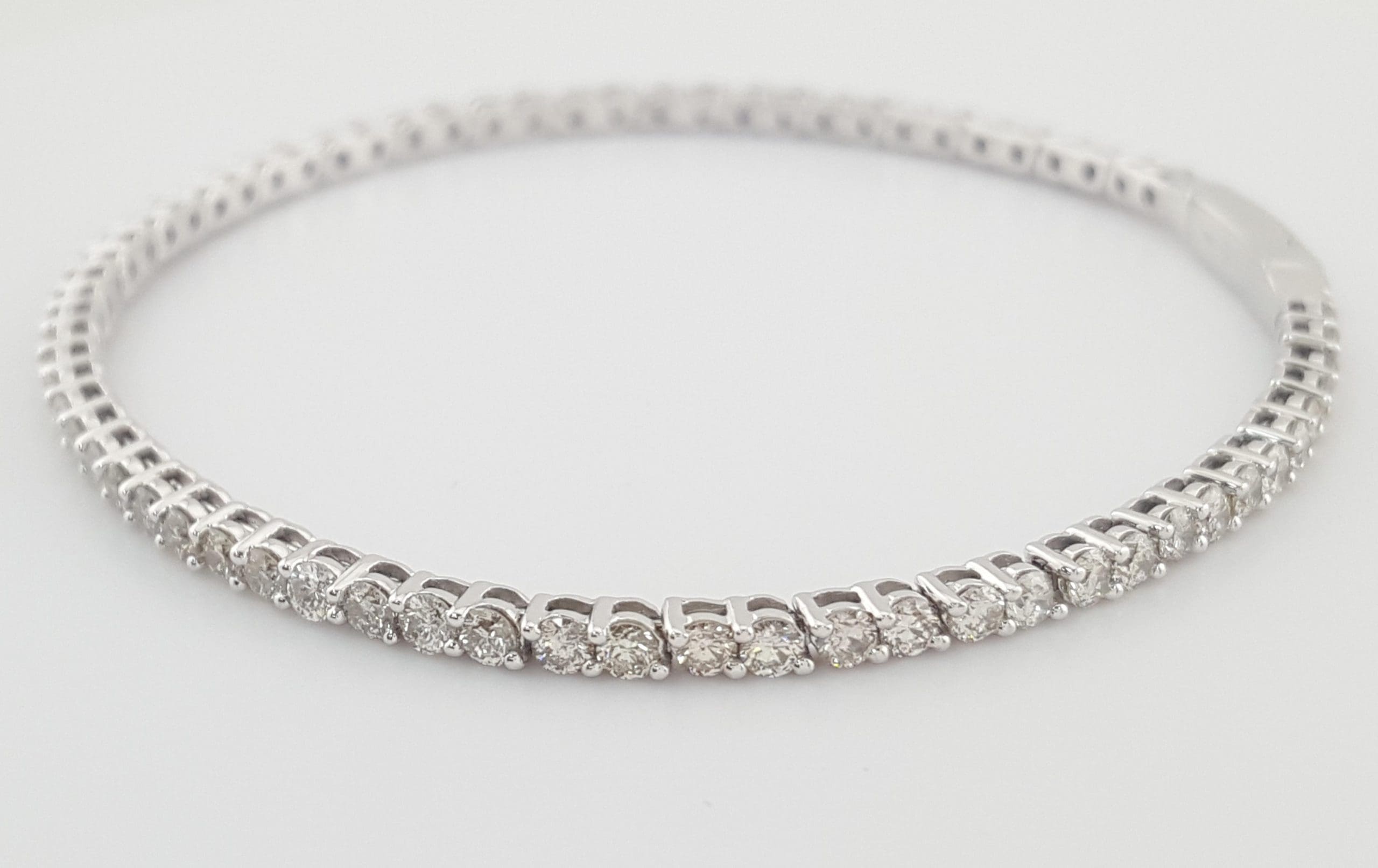 Round Brilliant Diamond Tennis Flex Bracelet 3 ct 14K White Gold 6.5" 2.3 mm